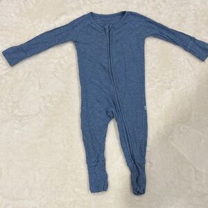 Little Sleepies Blue Ribbed Footie Pajamas